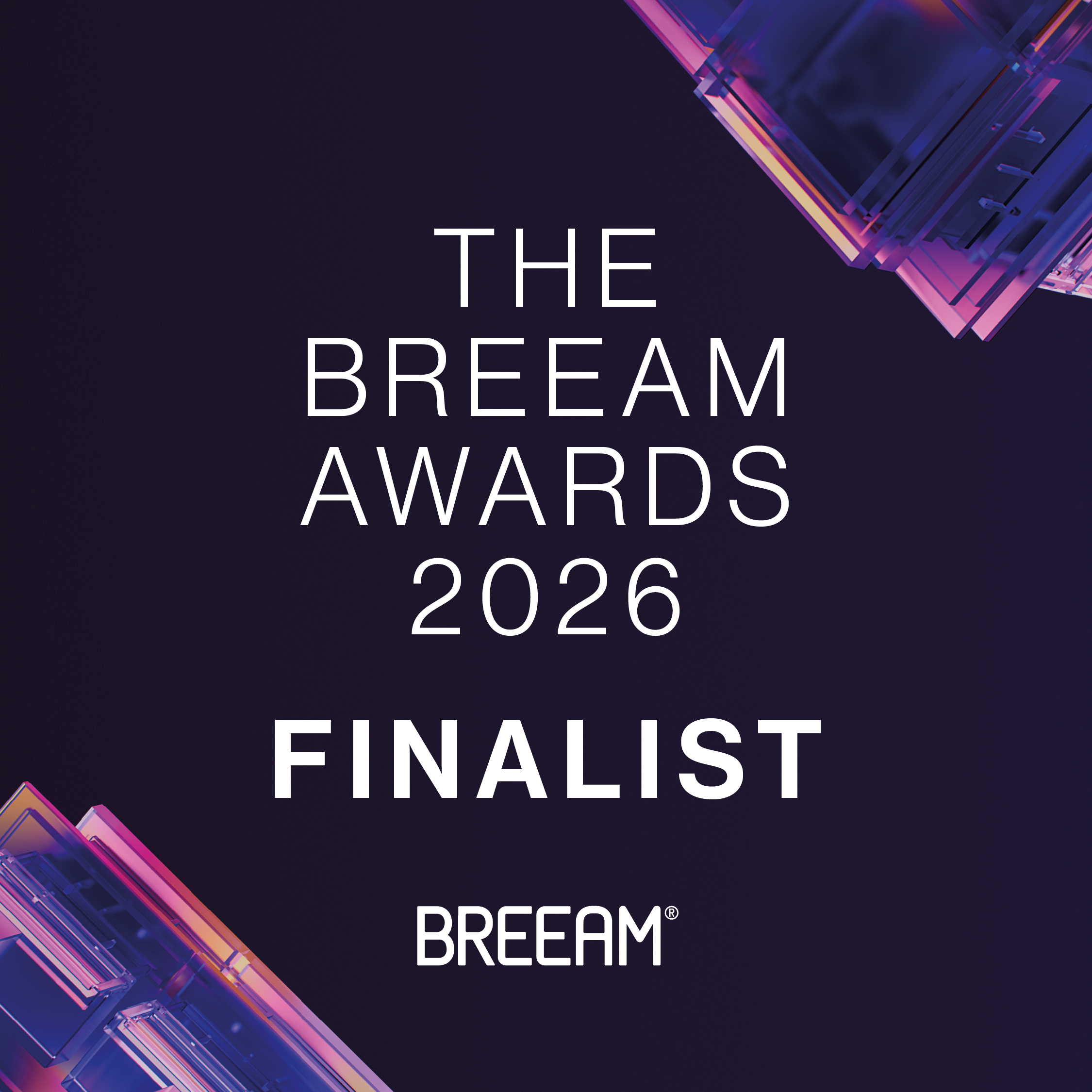 Op deze slide wordt getoond Breeamawards2026 Social Square Finalist.